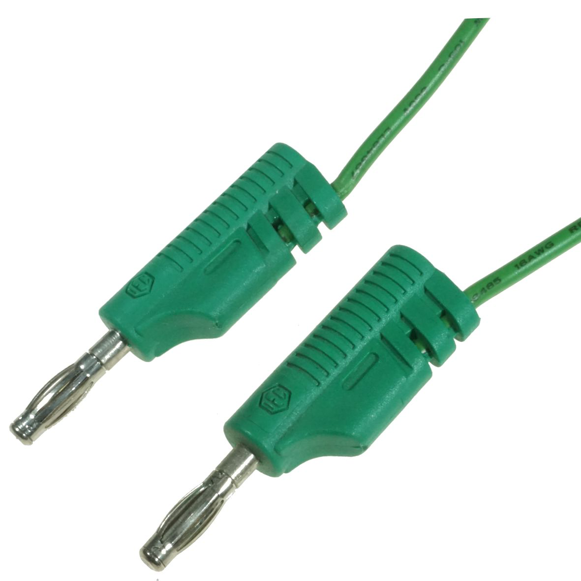 Wire IEC 600mm GREEN CABLE with 4mm Stackable Banana Plugs Science