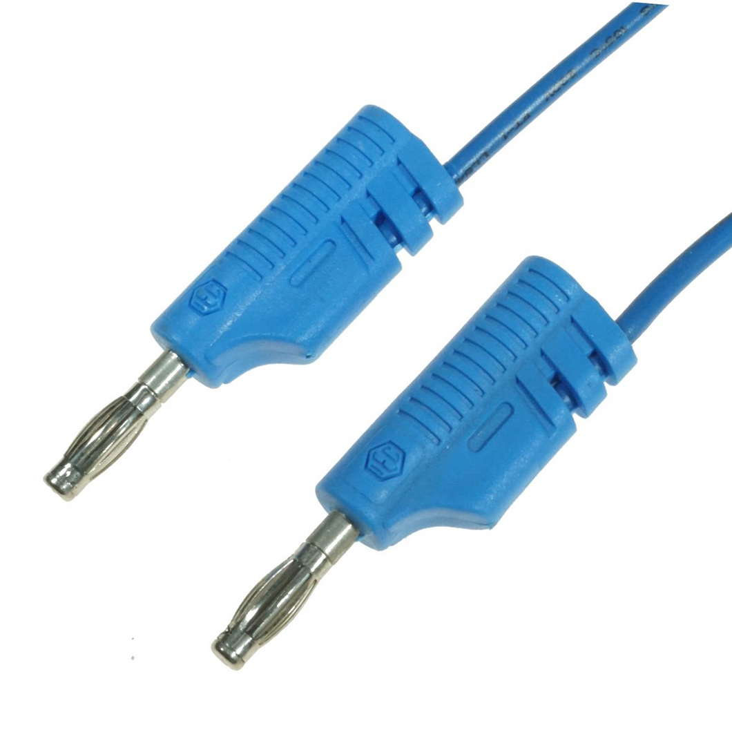 Wire ~ IEC 300mm BLUE CABLE with 4mm Stackable Banana Plugs