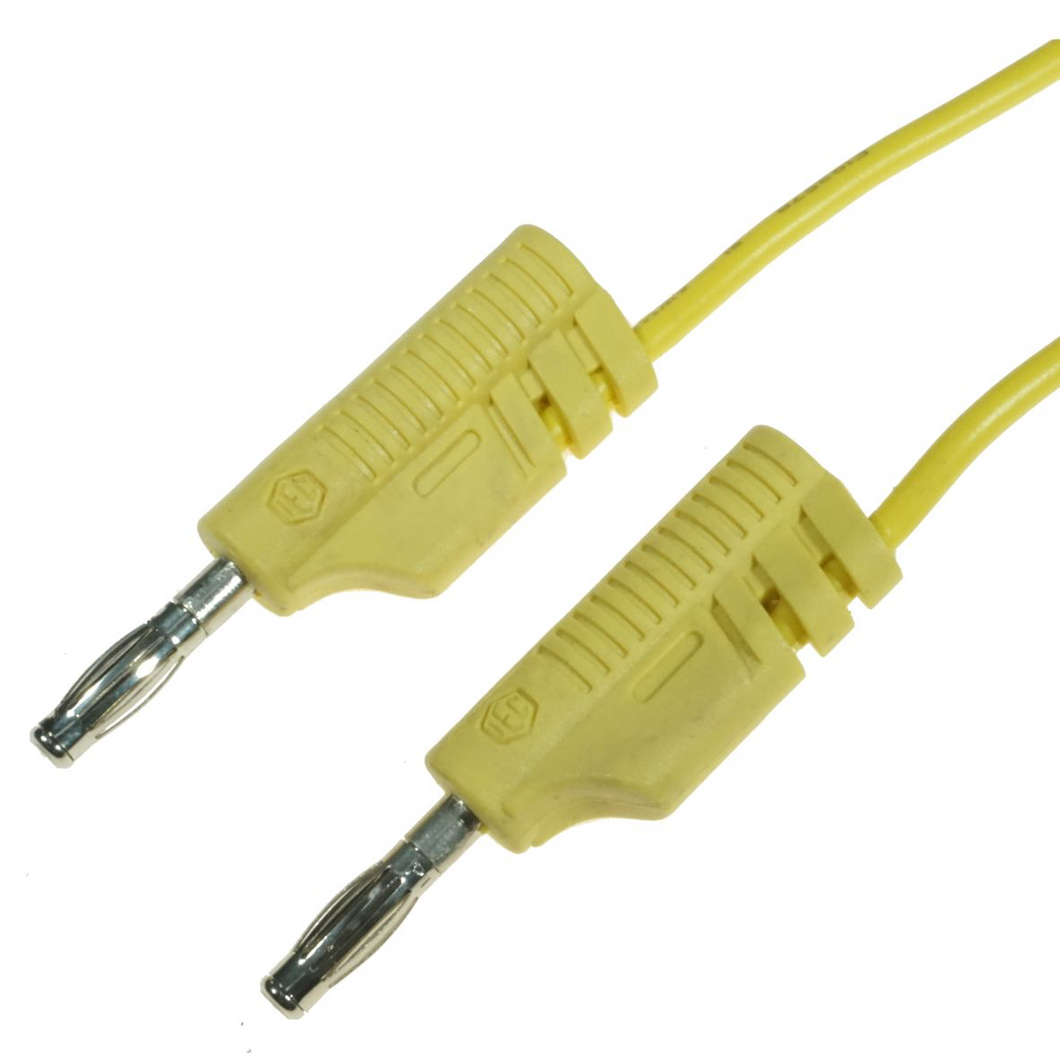 Wire ~ IEC 600mm YELLOW CABLE with 4mm Stackable Banana Plugs