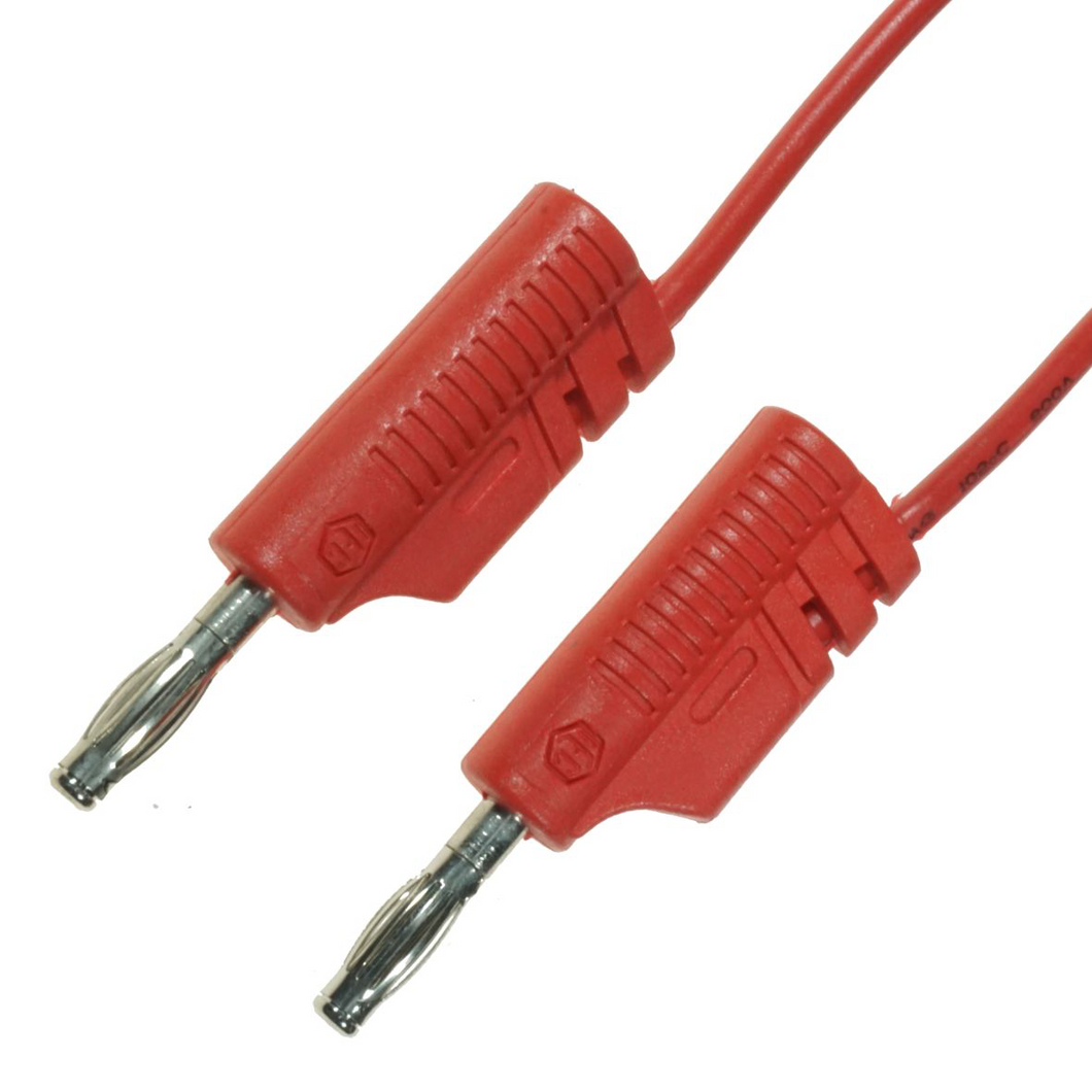 Wire ~ IEC 300mm RED CABLE with 4mm Stackable Banana Plugs