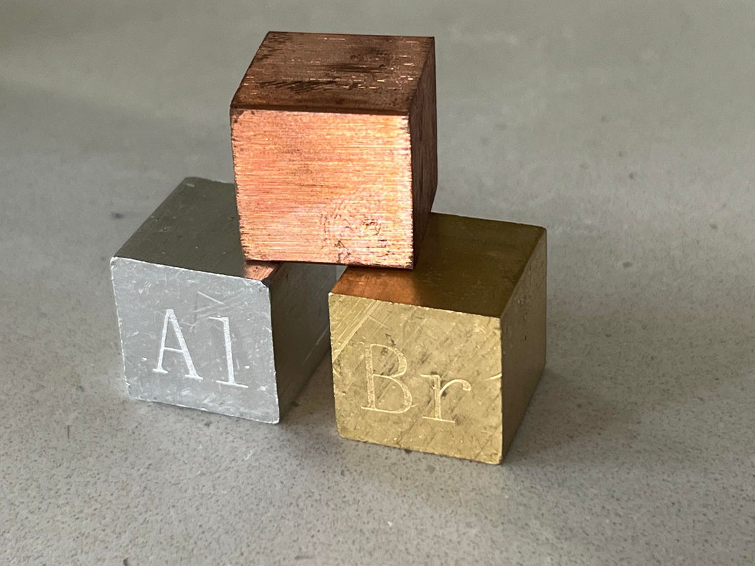 Thermodynamics ~ Specific Heat Set - 3 Metal Cubes (Al,Cu,Brass)